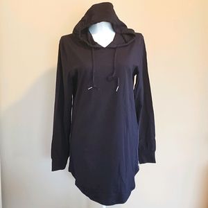 NWT Black Tunic Dress HOODIE  Hi-Low Zipper Side S